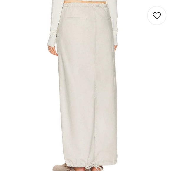 NWT Helsa Workwear Drawcord Maxi Skirt Ecru Revolve Cotton Beige Drawstring - Picture 2 of 11